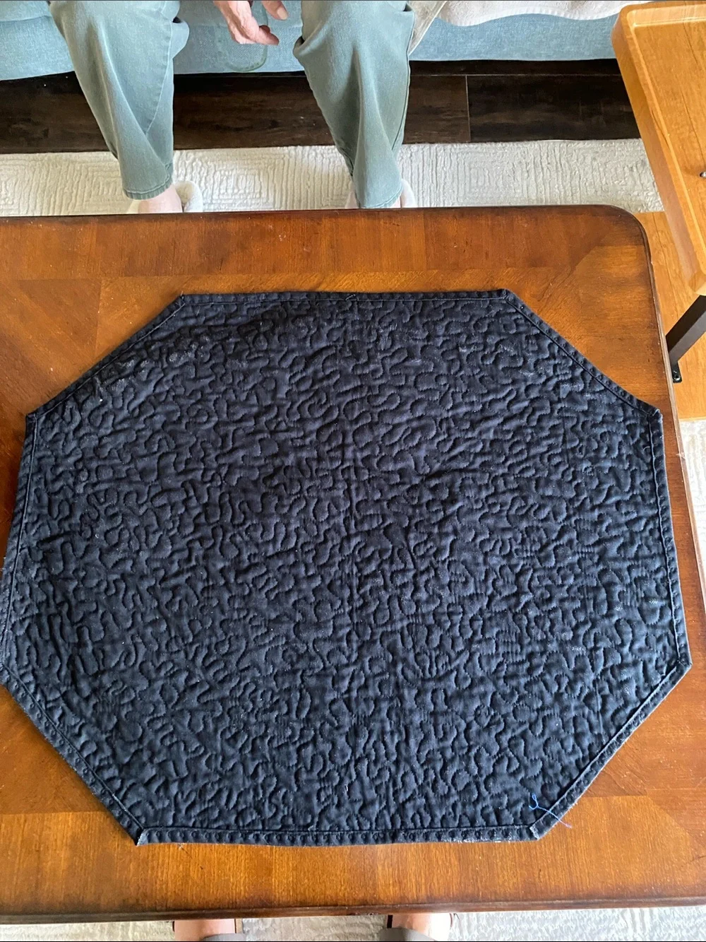 Halloween quilted runner octagon black cat orange and black